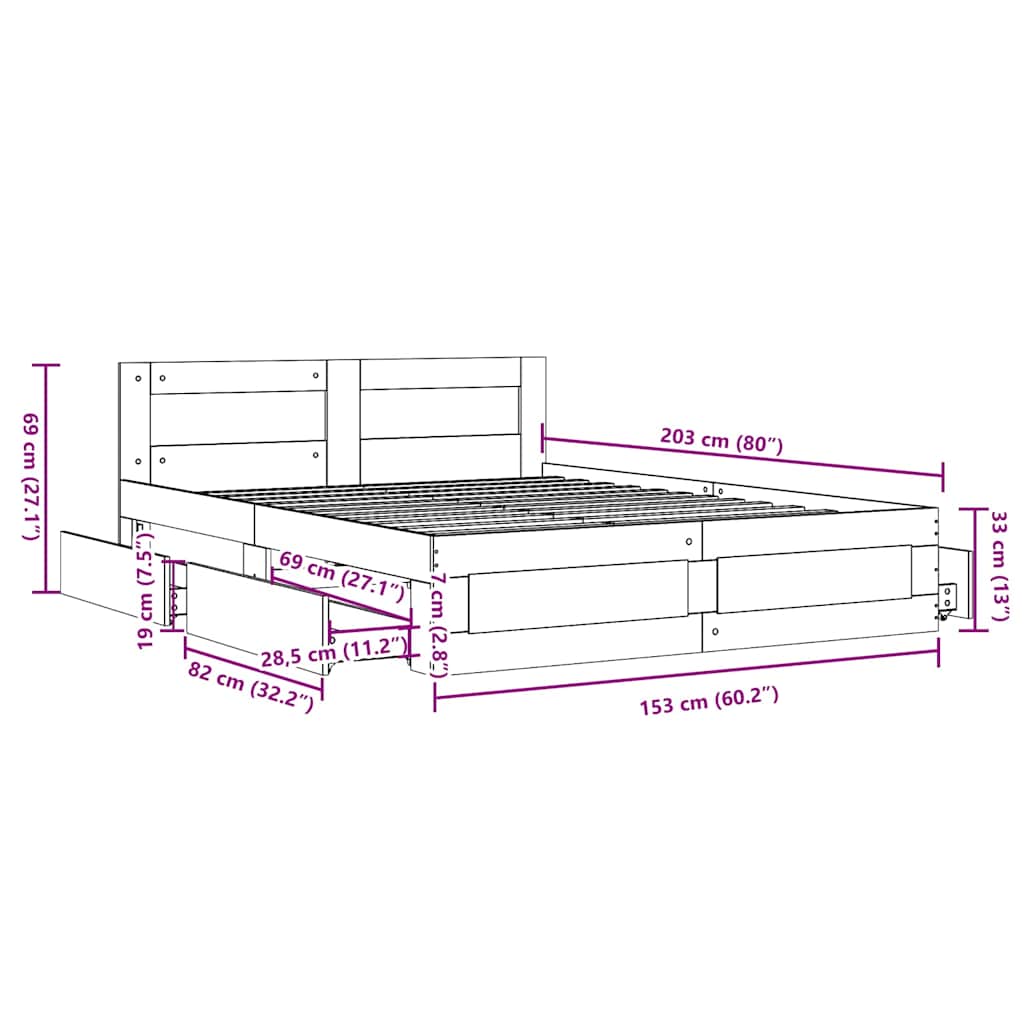 Estructura de cama 2 pcs 150 x 200 cm Madera de ingeniería