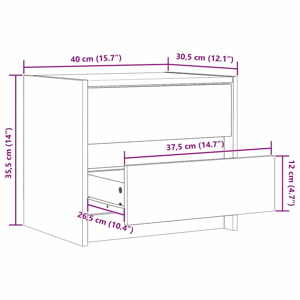 Mesas de noche con cajón 2 pcs Marrón cera 40 x 30.5 x 35.5 cm
