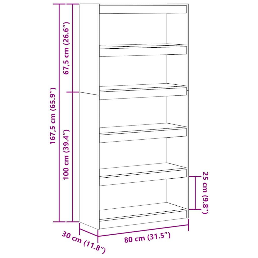 Estantería para libros Marrón cera 80 x 30 x 167,5 cm