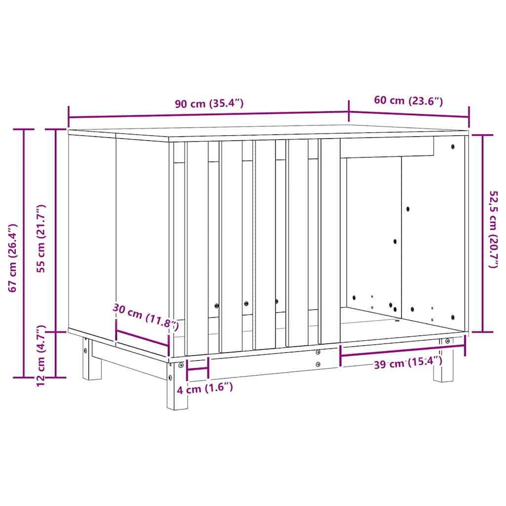 Casa para perros con almacenamiento Marrón cera 90 x 60 x 67 cm