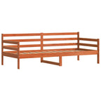 Cama de Día con cabecera Marrón cera Madera de pino macizo