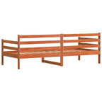 Cama de Día con cabecera Marrón cera Madera de pino macizo