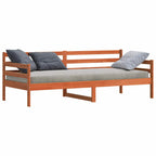 Cama de Día con cabecera Marrón cera Madera de pino macizo