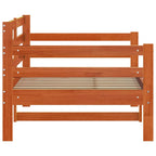 Cama de Día con cabecera Marrón cera Madera de pino macizo