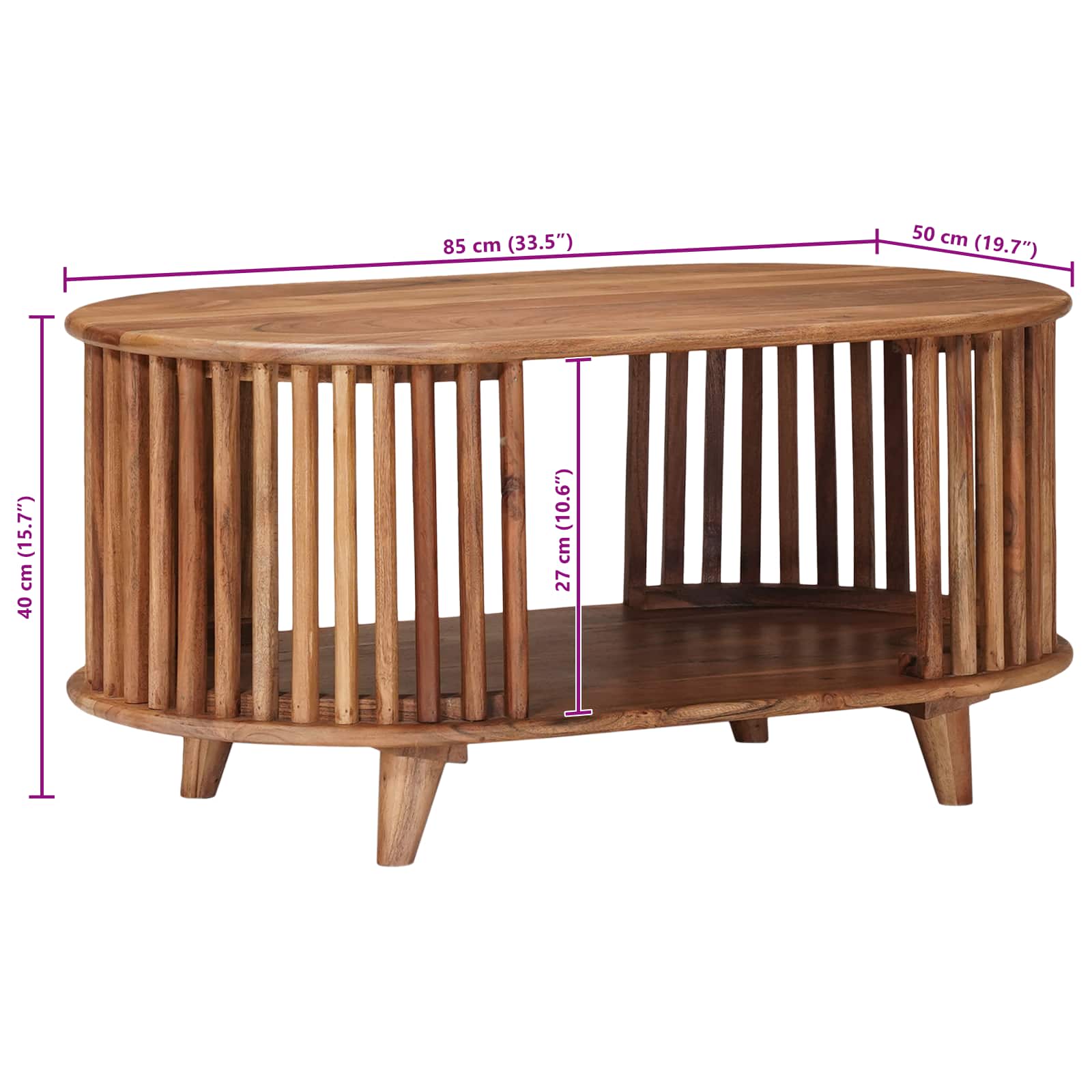 Mesa de Café Hecha a Mano Madera de teca marrón 85 x 50 x 40 cm