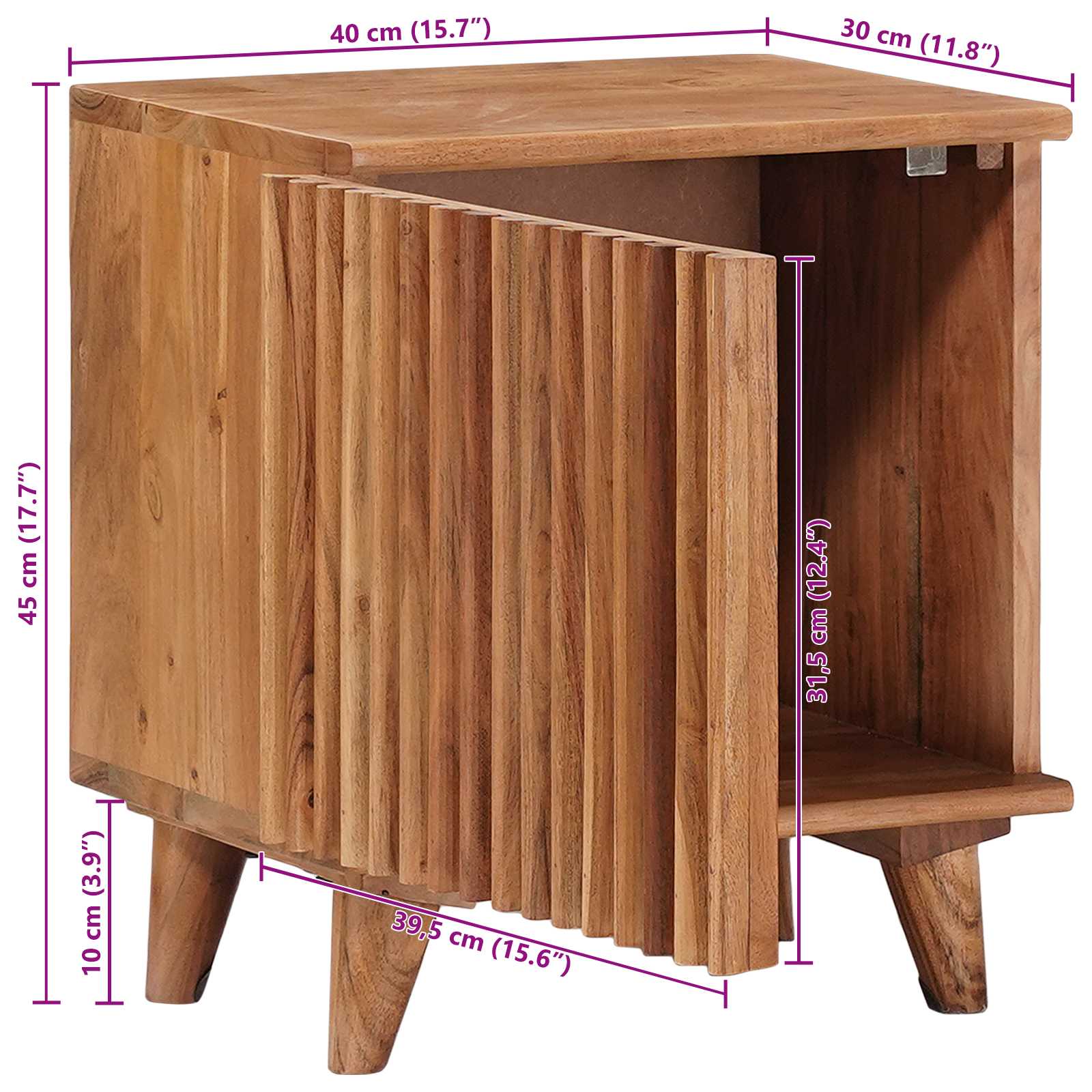 Armario de noche hecho a mano Madera Teak Marrón