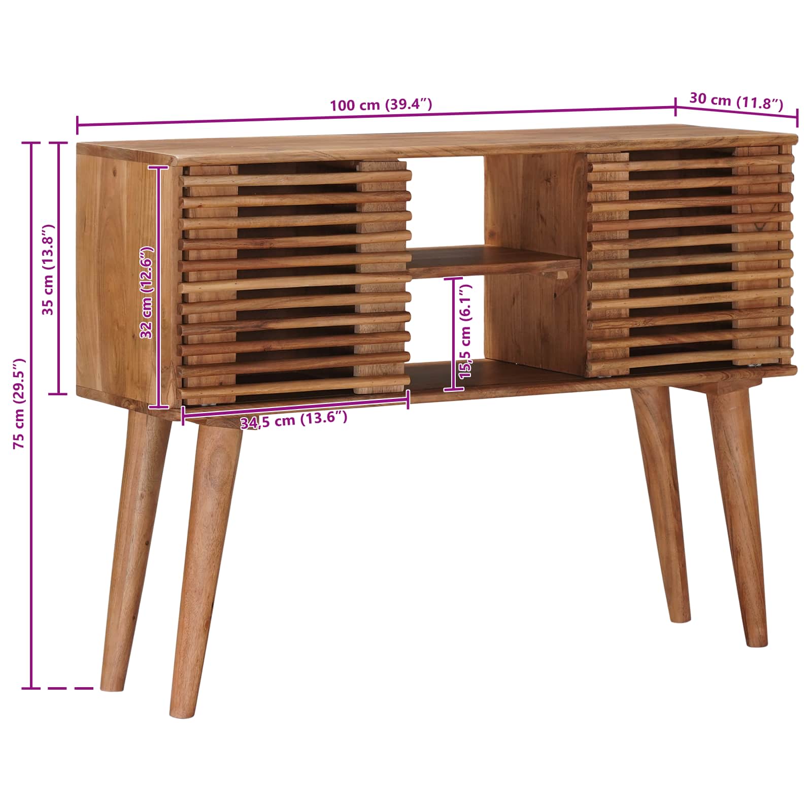 Mesa auxiliar hecha a mano Madera de teca marrón