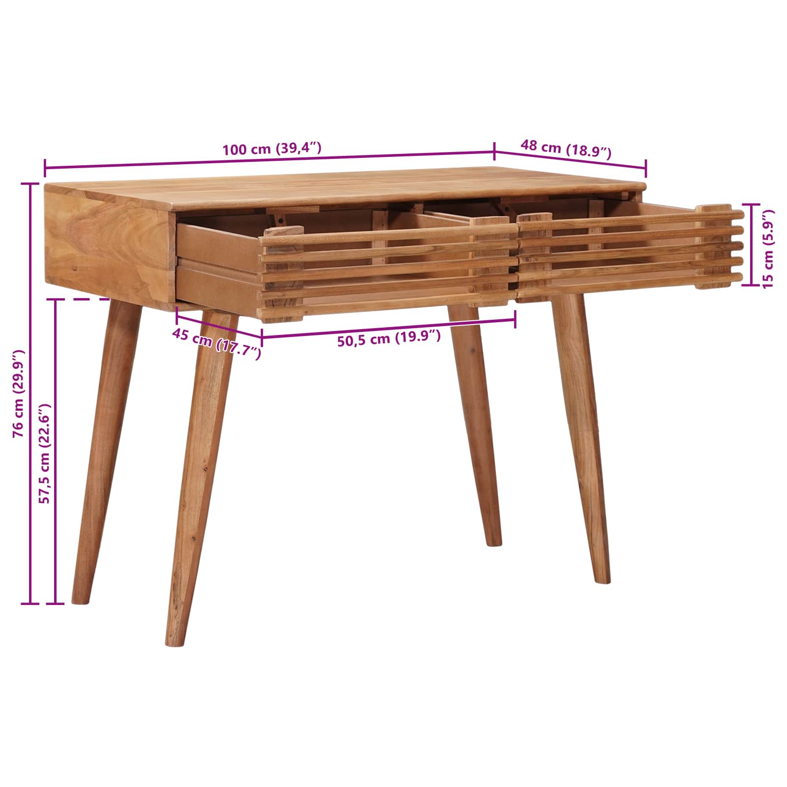 Escritorio Hecho a Mano Madera Teak Marrón