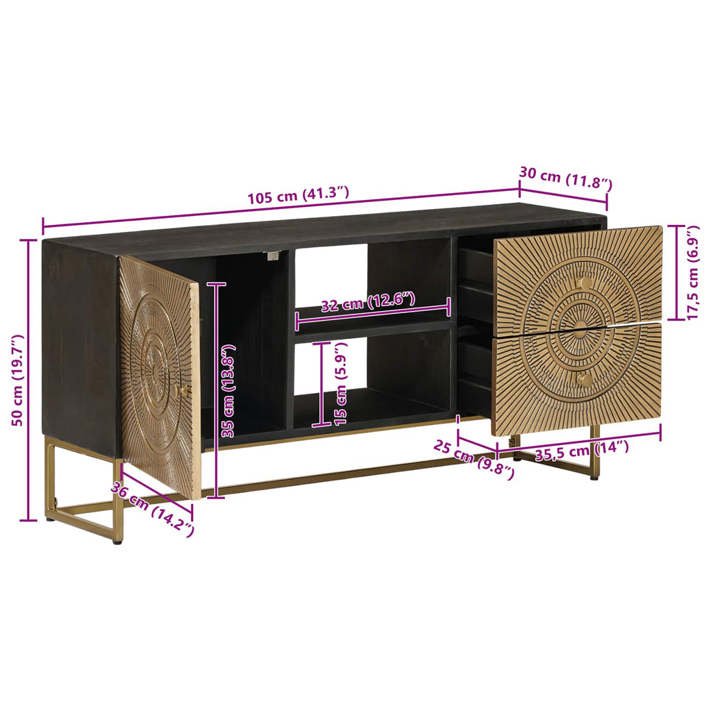 Mueble de TV con cajón con estante Latón 105 x 30 x 50 cm