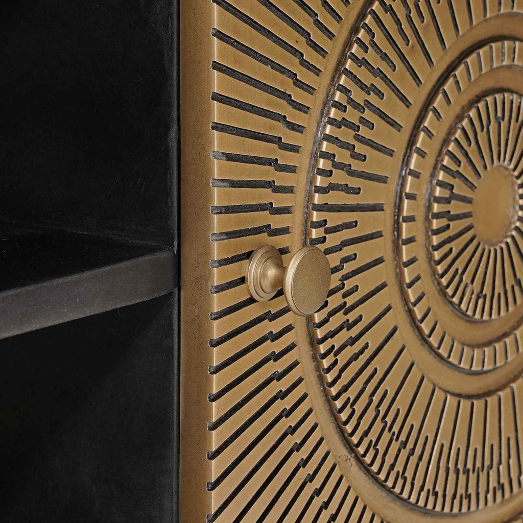 Mueble de TV con estante con puerta Latón 105 x 30 x 35 cm