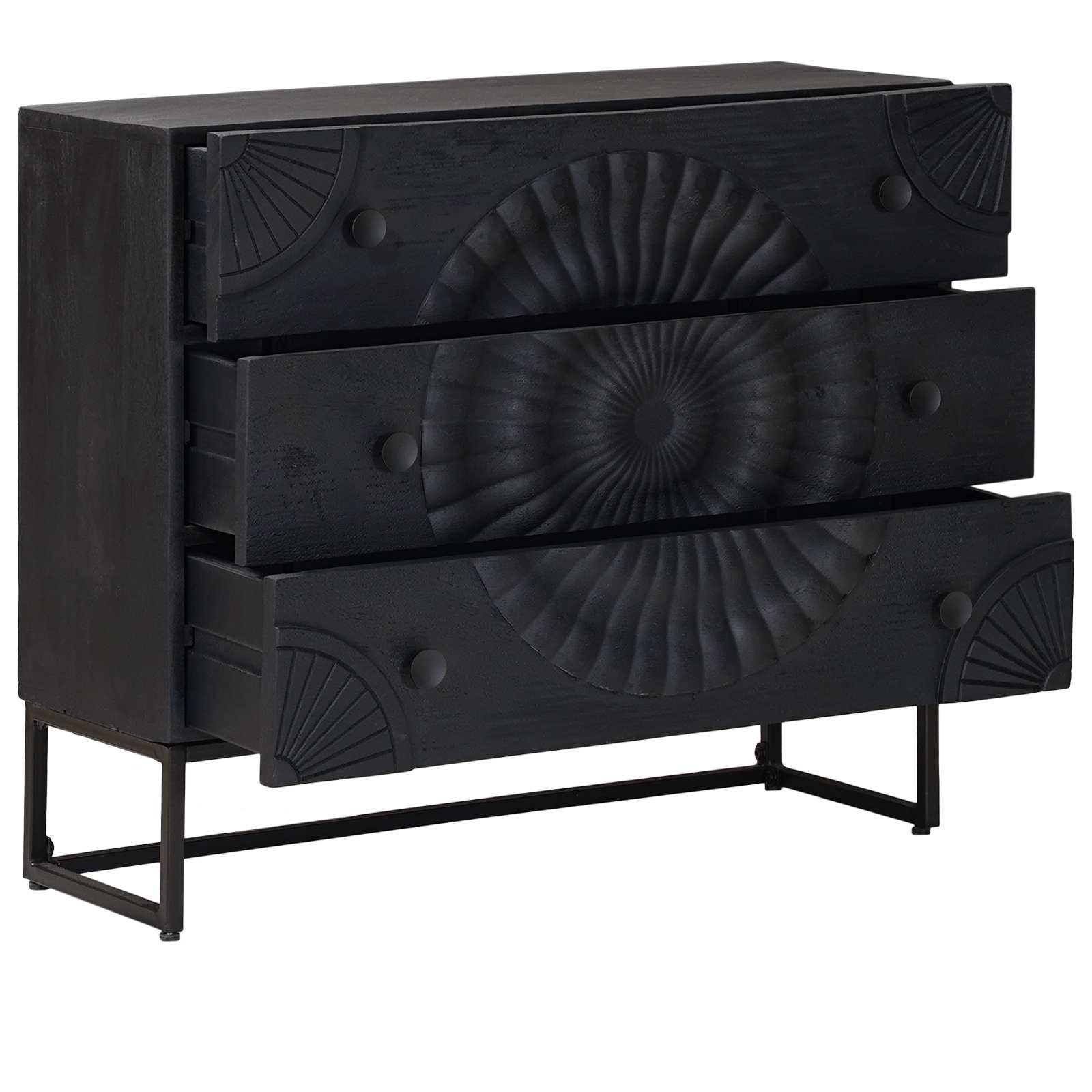 Cajonera con cajón Negro 75 x 30 x 65 cm