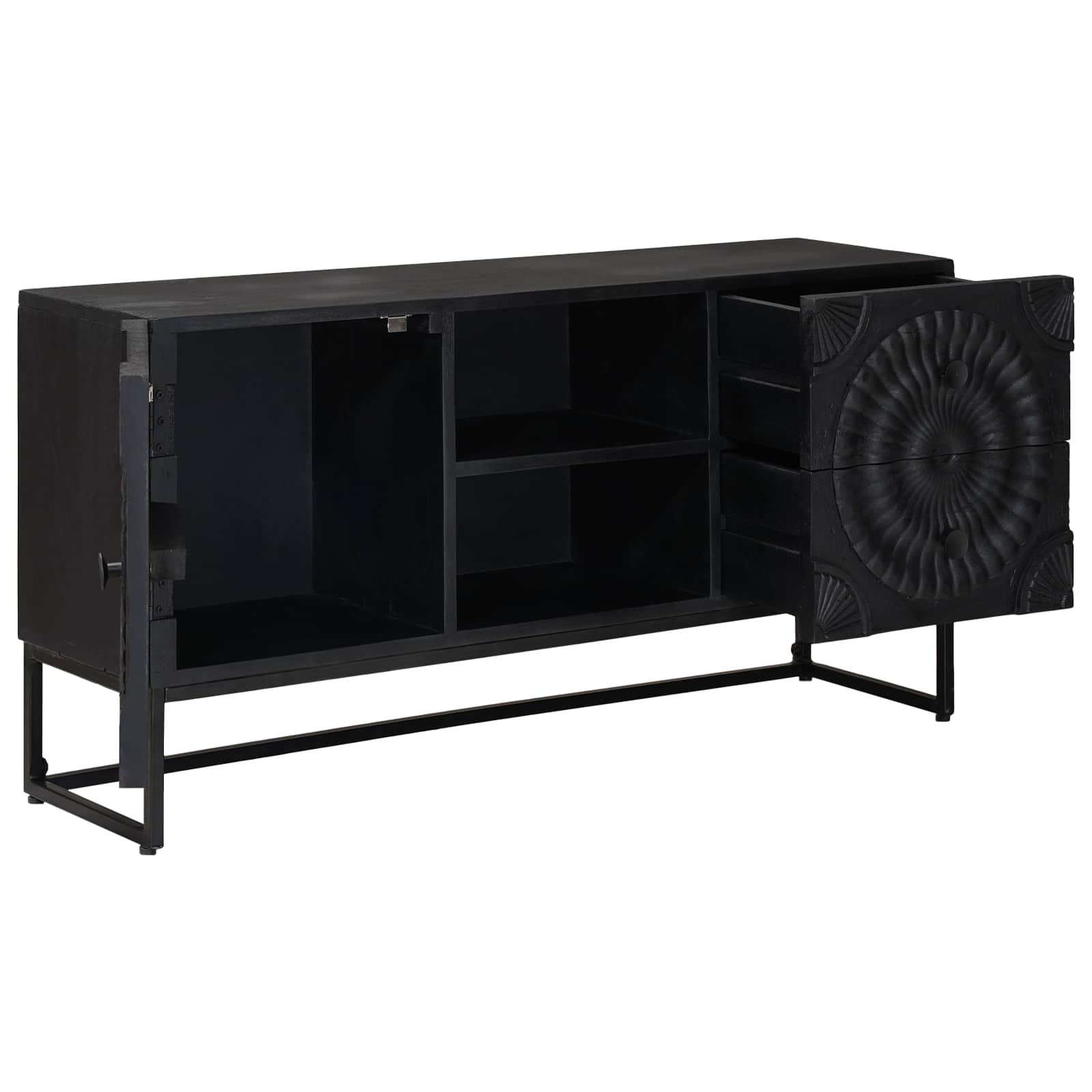 Mueble de TV con cajón con estante Negro 105 x 30 x 54 cm