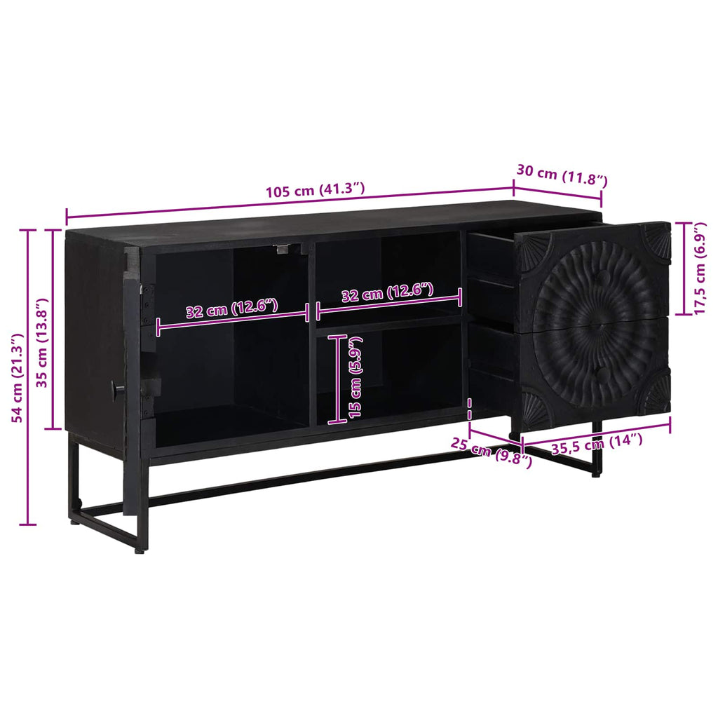 Mueble de TV con cajón con estante Negro 105 x 30 x 54 cm