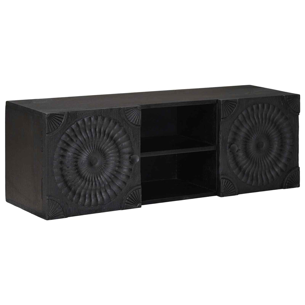 Mueble de TV con estante con puerta Negro 105 x 30 x 35 cm