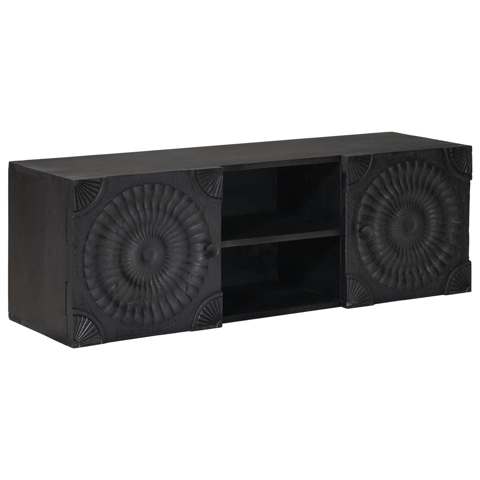 Mueble de TV con estante con puerta Negro 105 x 30 x 35 cm