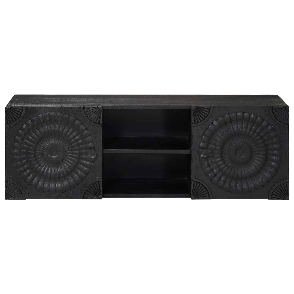 Mueble de TV con estante con puerta Negro 105 x 30 x 35 cm