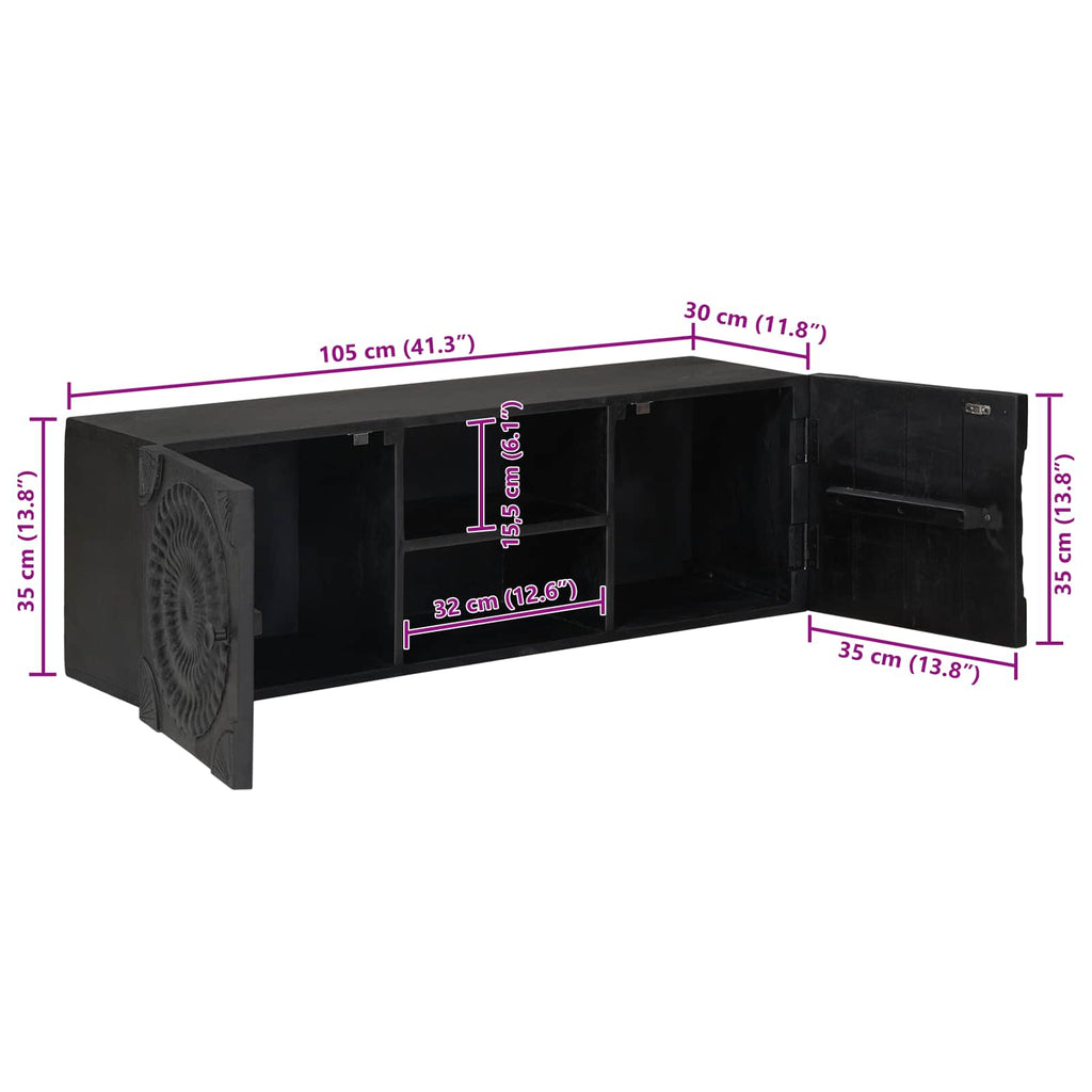 Mueble de TV con estante con puerta Negro 105 x 30 x 35 cm