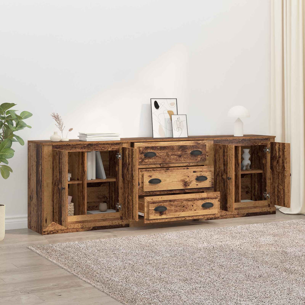 Tableros Lateral 3 pcs Madera envejecida 210 x 35,5 x 67,5 cm
