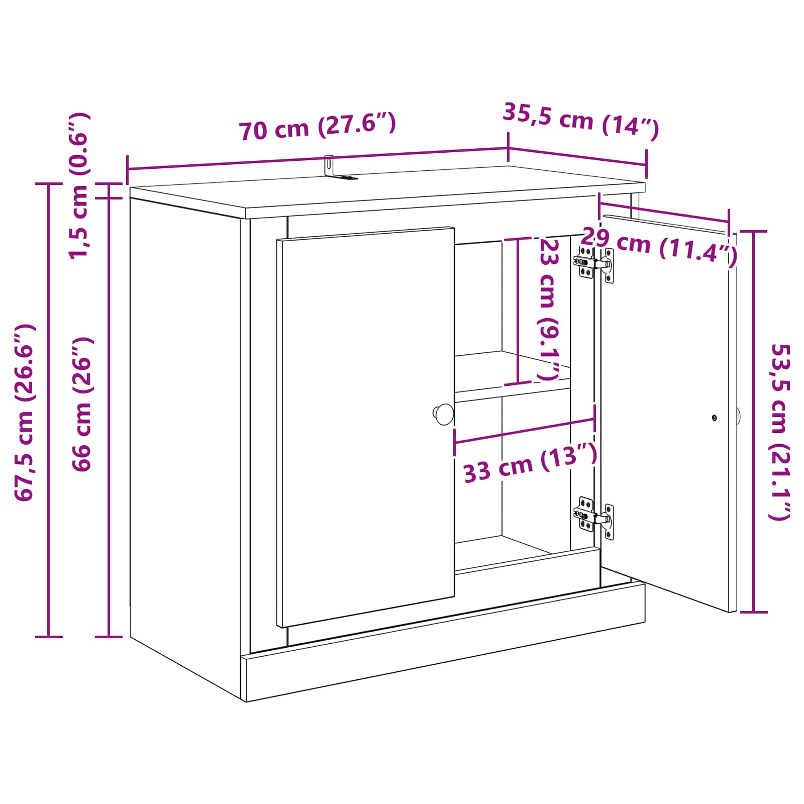 Tableros Lateral 3 pcs Madera envejecida 210 x 35,5 x 67,5 cm