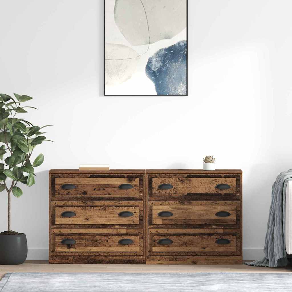 Tableros Lateral 2 pcs Madera Vieja 70 x 35,5 x 67,5 cm