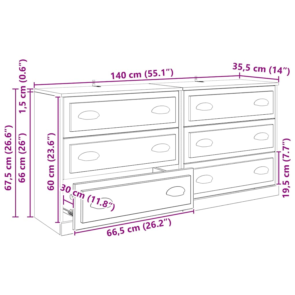 Tableros Lateral 2 pcs Madera Vieja 70 x 35,5 x 67,5 cm