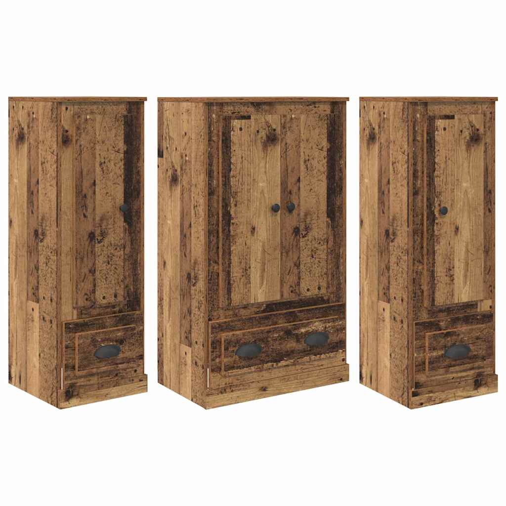 Aparador alto 3 pcs Madera envejecida Madera de ingeniería