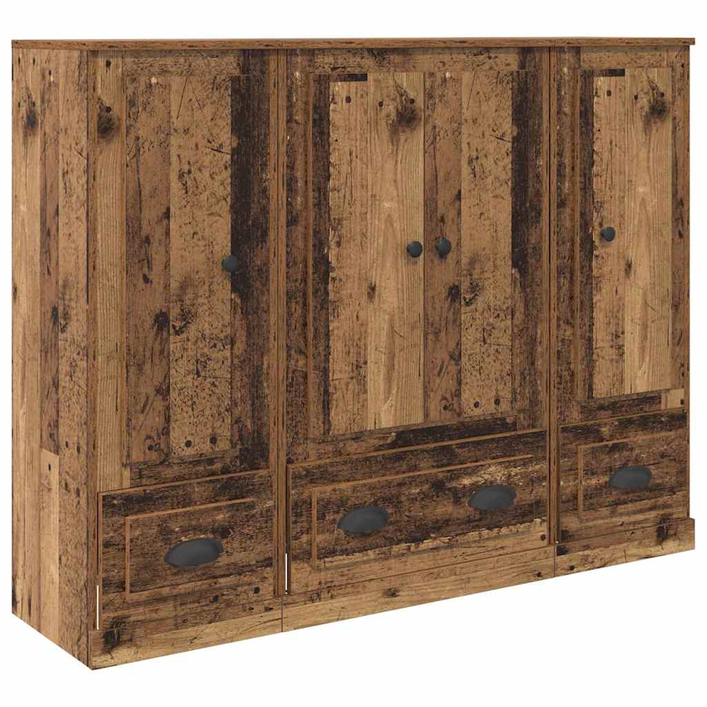 Aparador alto 3 pcs Madera envejecida Madera de ingeniería