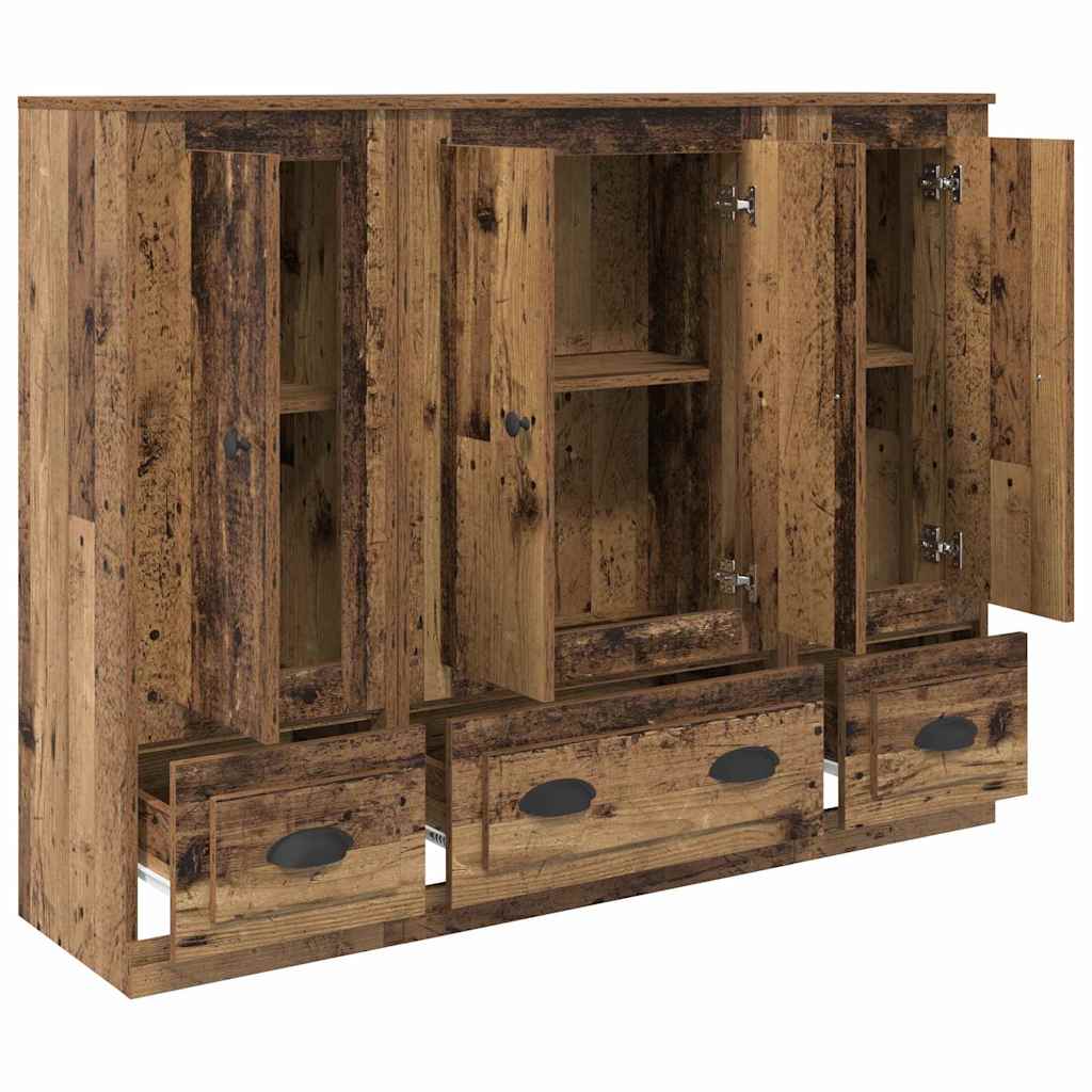 Aparador alto 3 pcs Madera envejecida Madera de ingeniería
