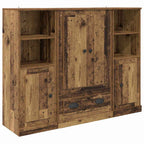 Aparador alto 3 pcs Madera envejecida Madera de ingeniería