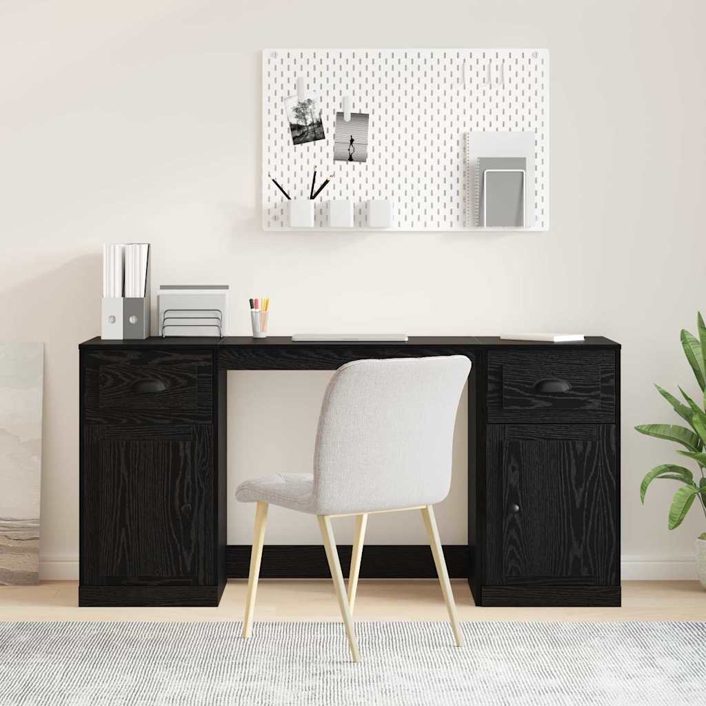 Escritorio con armario con cajón Roble Negro 154,5 x 50 x 75 cm