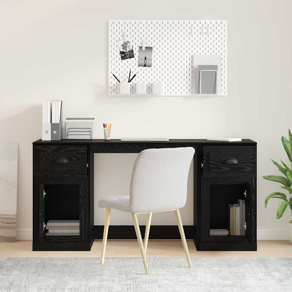 Escritorio con armario con cajón Roble Negro 154,5 x 50 x 75 cm