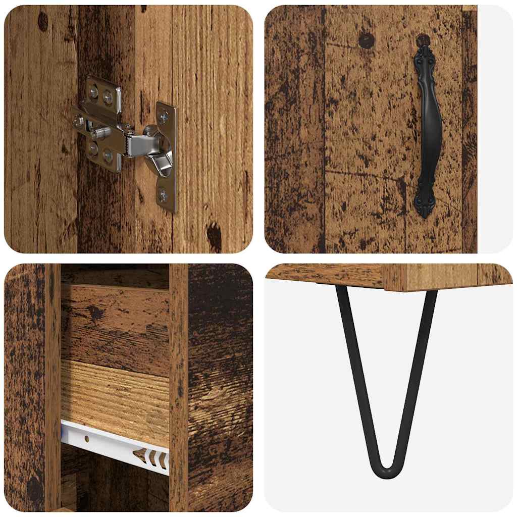 Aparador alto con cajón Madera envejecida 69,5 x 34 x 90 cm
