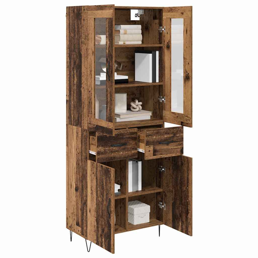 Aparador alto con cajón Madera envejecida 69,5 x 34 x 90 cm