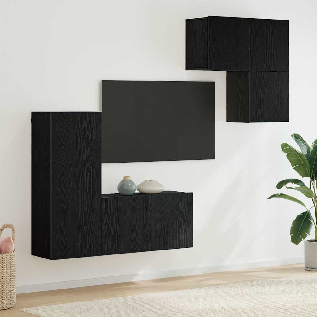 Conjunto de mueble de TV 10 pcs Madera envejecida