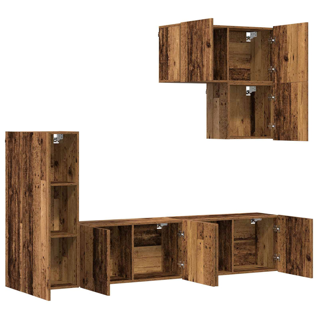 Unidad de Pared para TV 5 pcs Madera envejecida