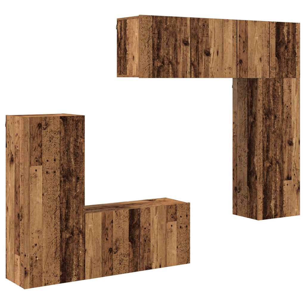 Unidad de Pared para TV 5 pcs Madera envejecida