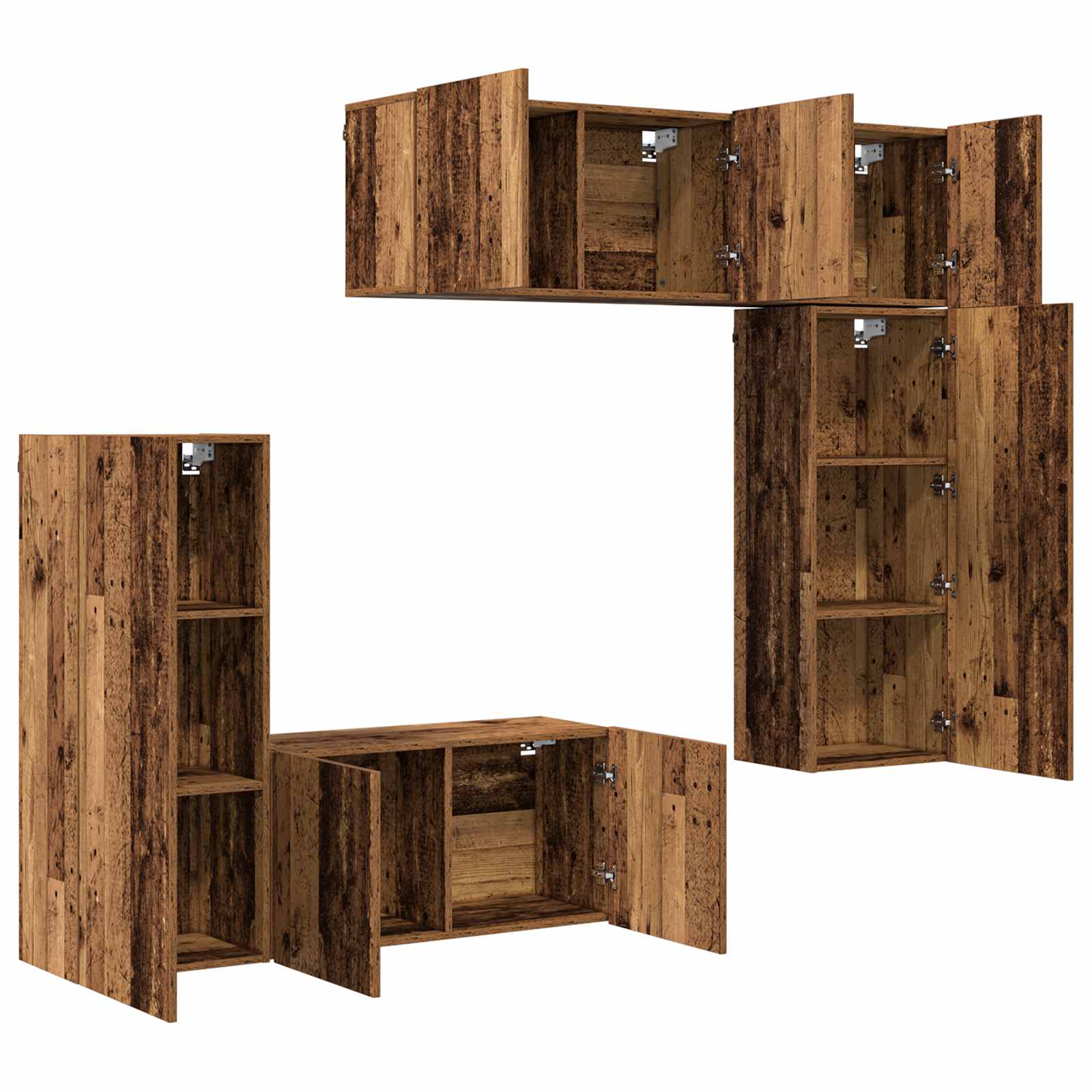 Unidad de Pared para TV 5 pcs Madera envejecida