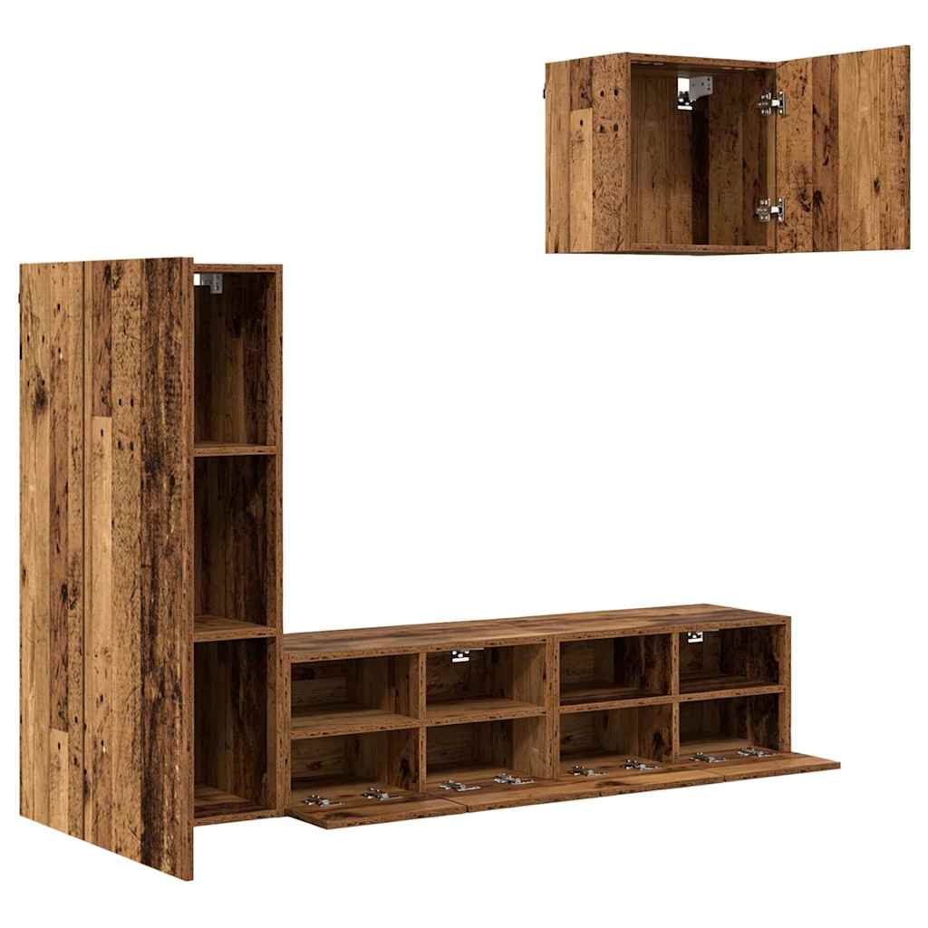 Unidades de pared para TV 4 pcs Madera Vieja