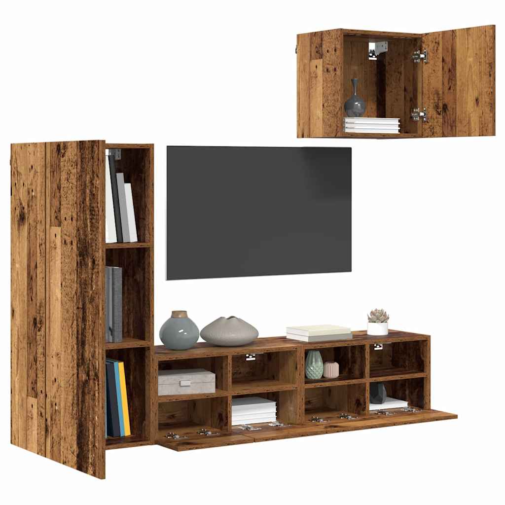 Unidades de pared para TV 4 pcs Madera Vieja