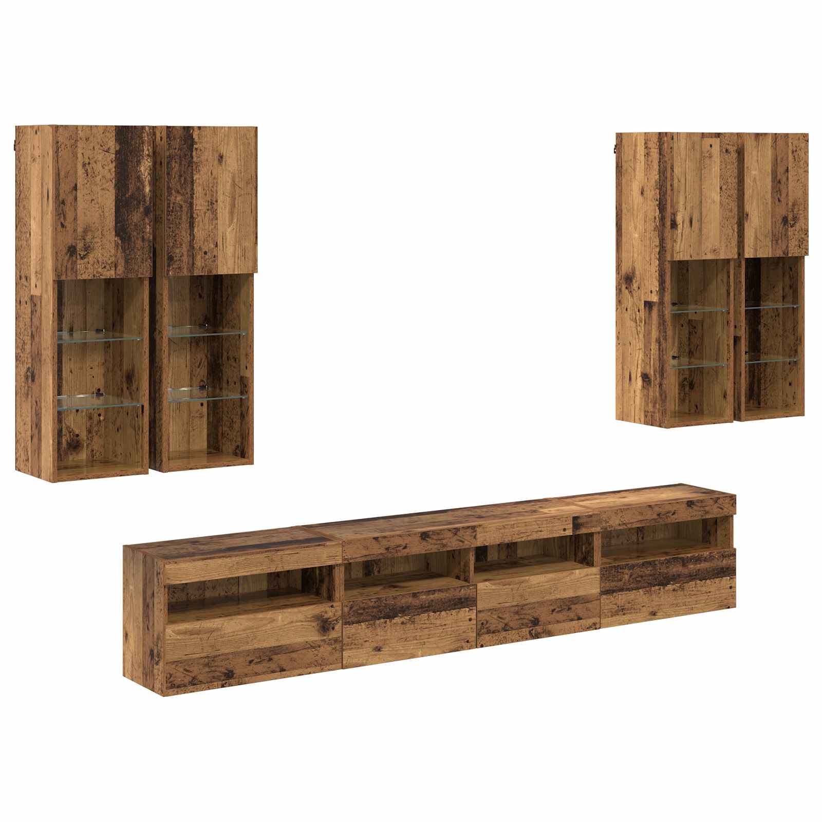 Conjunto de mueble de TV en la pared con luces LED 7 pcs
