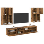Conjunto de mueble de TV en la pared con luces LED 7 pcs