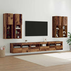 Conjunto de mueble para TV de pared 7 pcs Madera envejecida