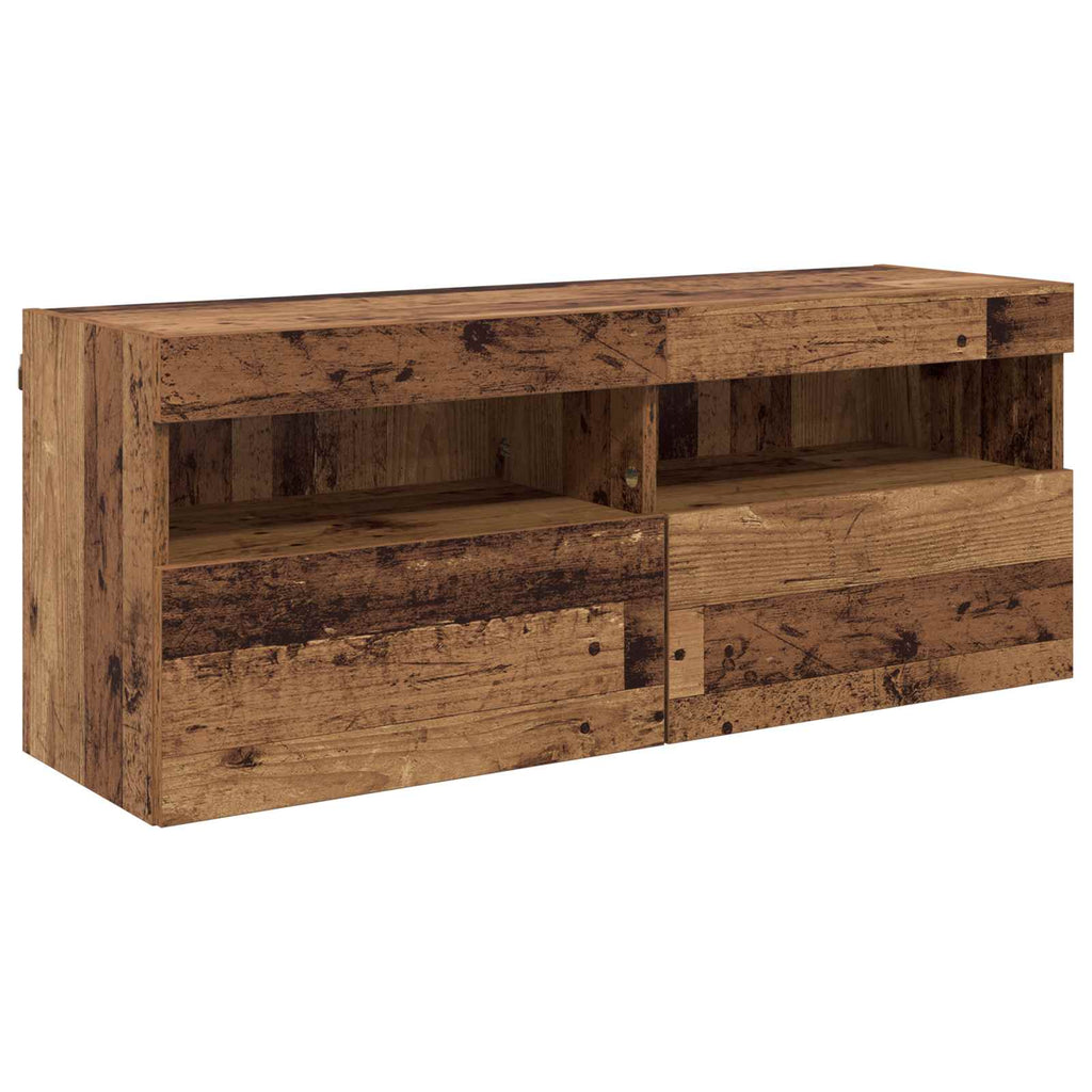 Conjunto de mueble para TV de pared 7 pcs Madera envejecida
