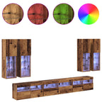 Conjunto de mueble para TV de pared 7 pcs Madera envejecida