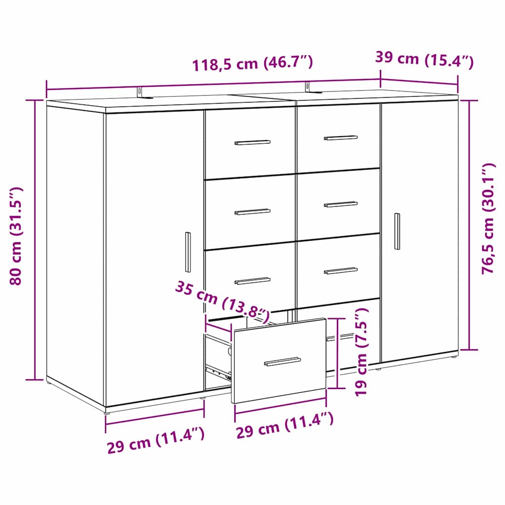 Tableros Lateral Corona 2 pcs Madera Vieja 59 x 39 x 80 cm