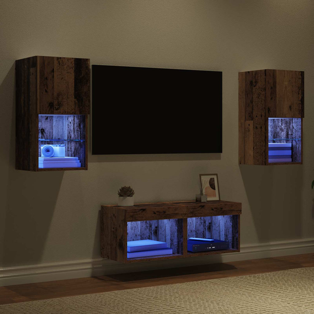 Gabinetes de pared para TV 4 pcs Madera Vieja