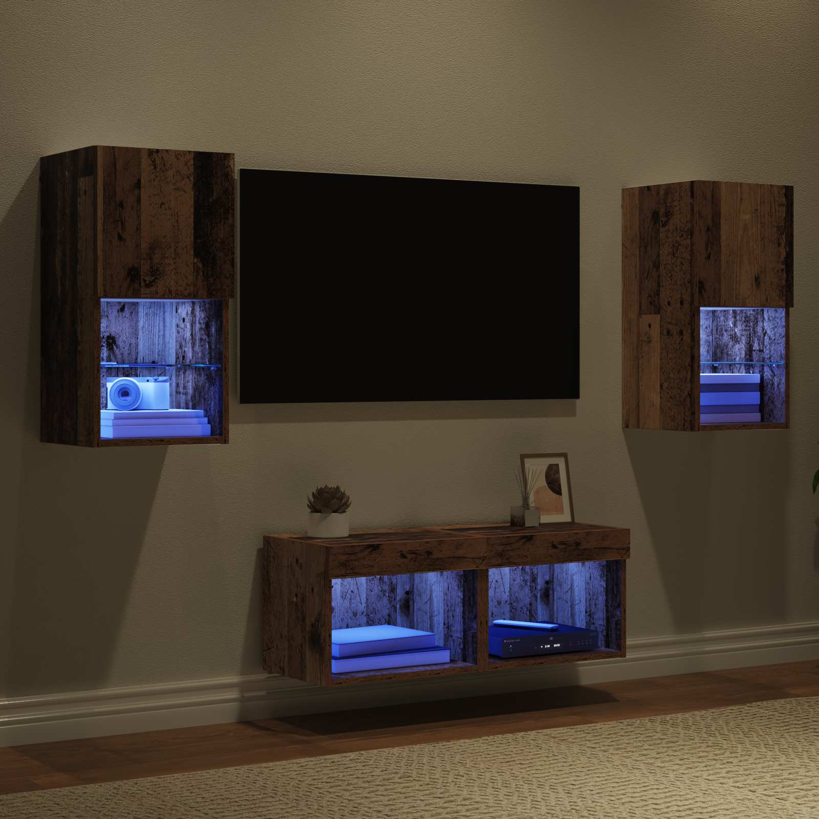 Gabinetes de pared para TV 4 pcs Madera Vieja