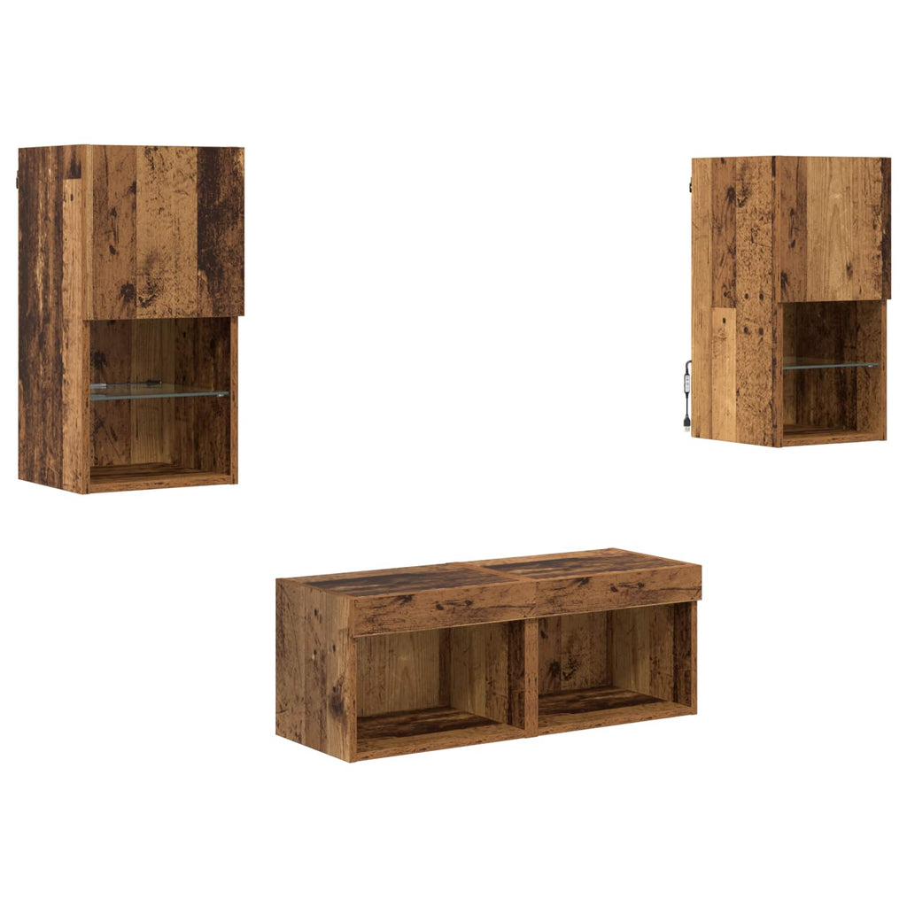Gabinetes de pared para TV 4 pcs Madera Vieja