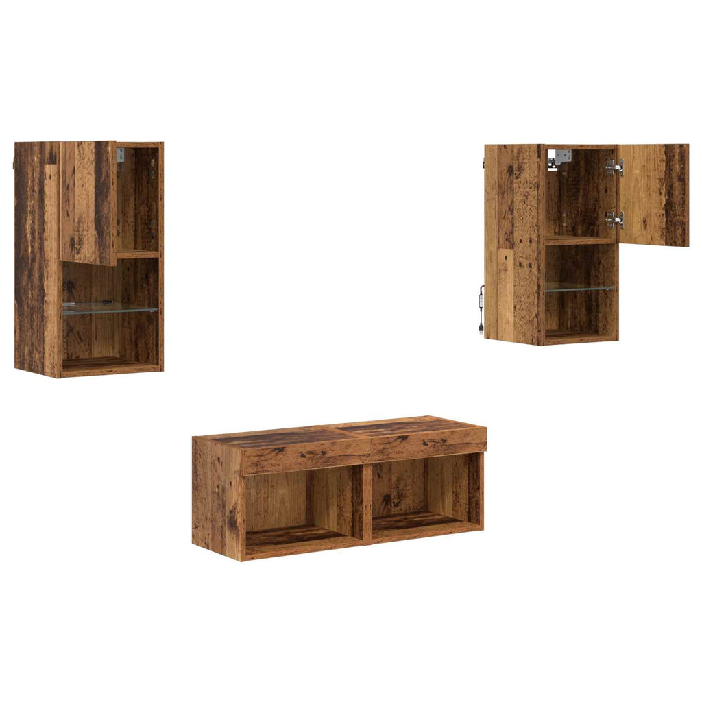 Gabinetes de pared para TV 4 pcs Madera Vieja