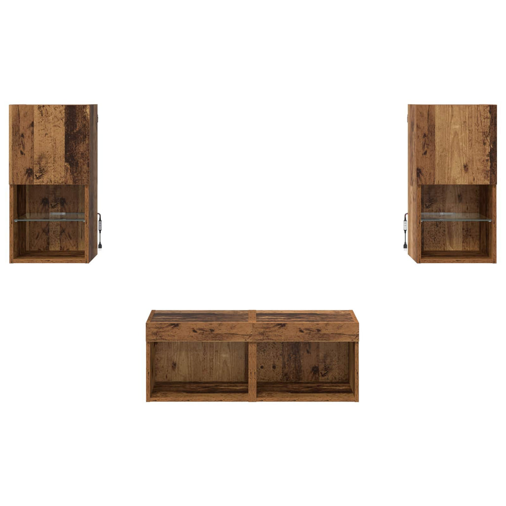 Gabinetes de pared para TV 4 pcs Madera Vieja
